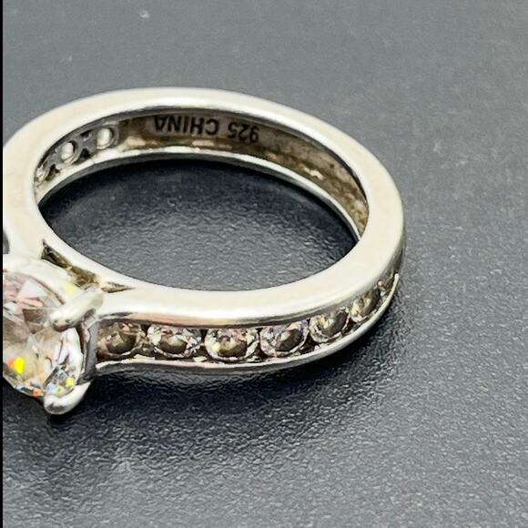 Ross Simons Vintage Sterling Silver Simulated Diamond CZ Engagement Ring Sz 8.25 - Picture 10 of 12